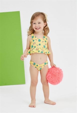 Peralina Fanny / Karpuz Desenli Sarı Çocuk Bikini
